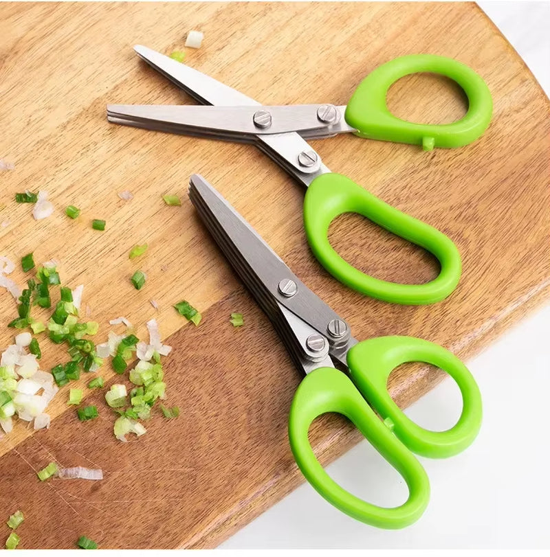 Multi-Functional Stainless Steel Kitchen Scissors for Chopping, Shredding, and Cutting Scallions and Laver