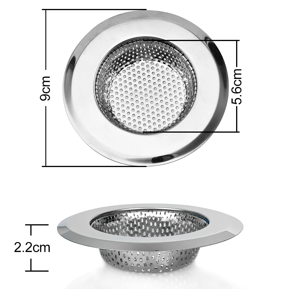 Metal Kitchen Sink Filter Mesh and Floor Drain Net - Food Waste Stopper, Shower and Bathtub Hair Catcher, Deodorizing Drainer and Cleaning Tool