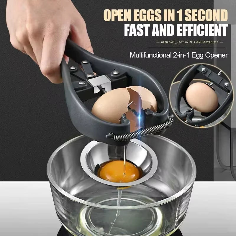 Stainless Steel Egg Opener and Cracker - Manual Egg Cutting and Separating Tool for Kitchen Baking Accessories
