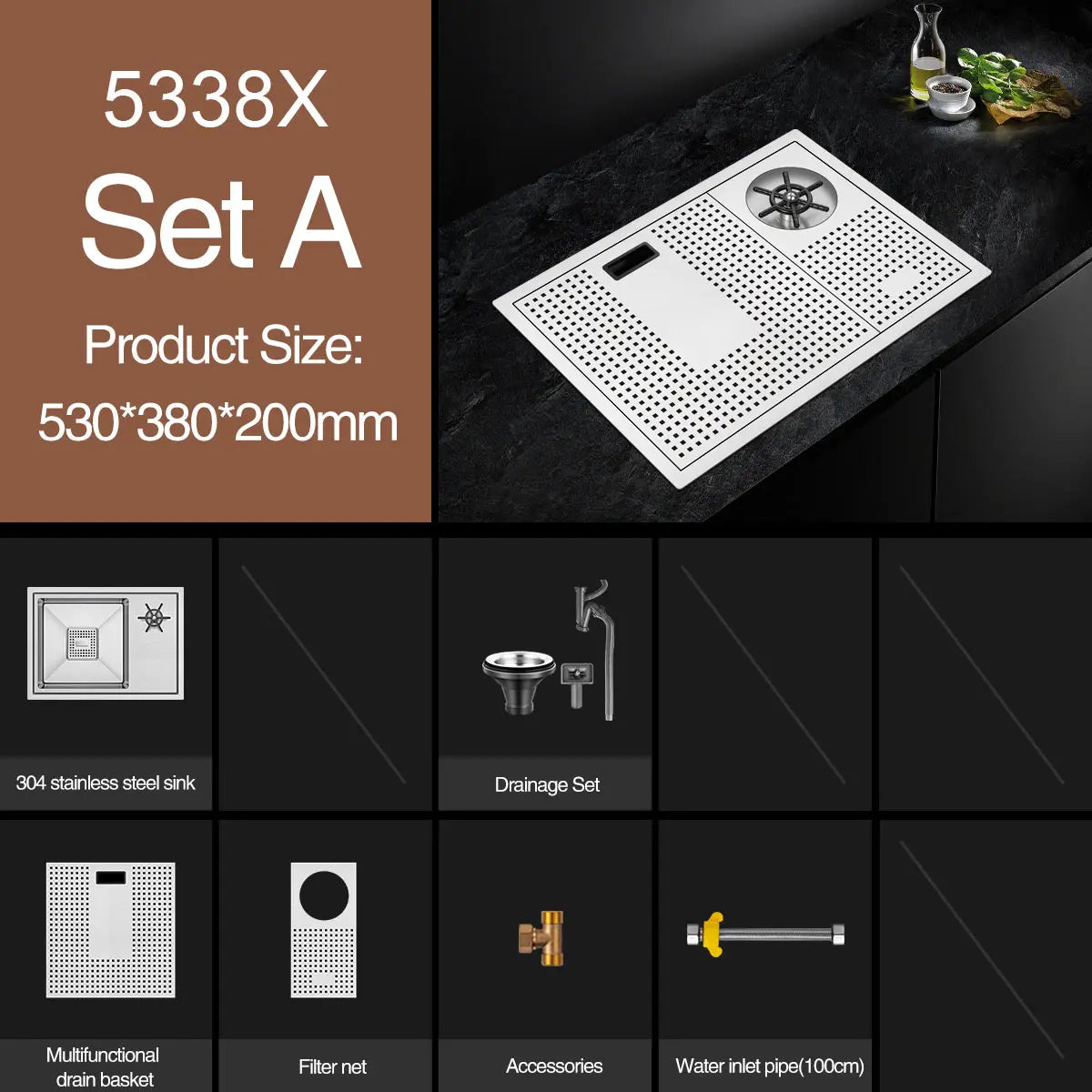 ASRAS Handmade Brushed Kitchen Sink - 304 Stainless Steel, 4mm Thickness, High Pressure Cup Washer for Bar Counter