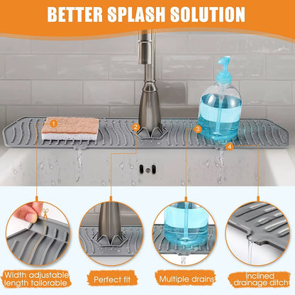 24.01/29.92 Inch Silicone Sink Faucet Mat - Absorbent Splash Guard for Kitchen Countertop Protection