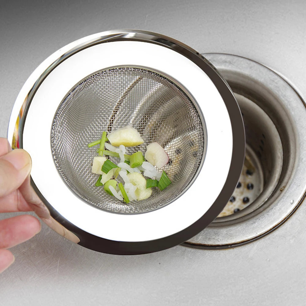 Metal Kitchen Sink Filter Mesh and Floor Drain Net - Food Waste Stopper, Shower and Bathtub Hair Catcher, Deodorizing Drainer and Cleaning Tool