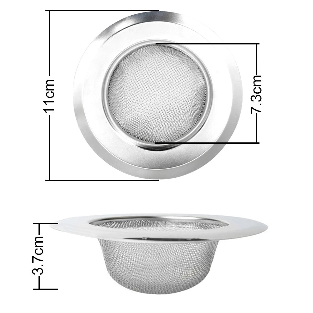Metal Kitchen Sink Filter Mesh and Floor Drain Net - Food Waste Stopper, Shower and Bathtub Hair Catcher, Deodorizing Drainer and Cleaning Tool
