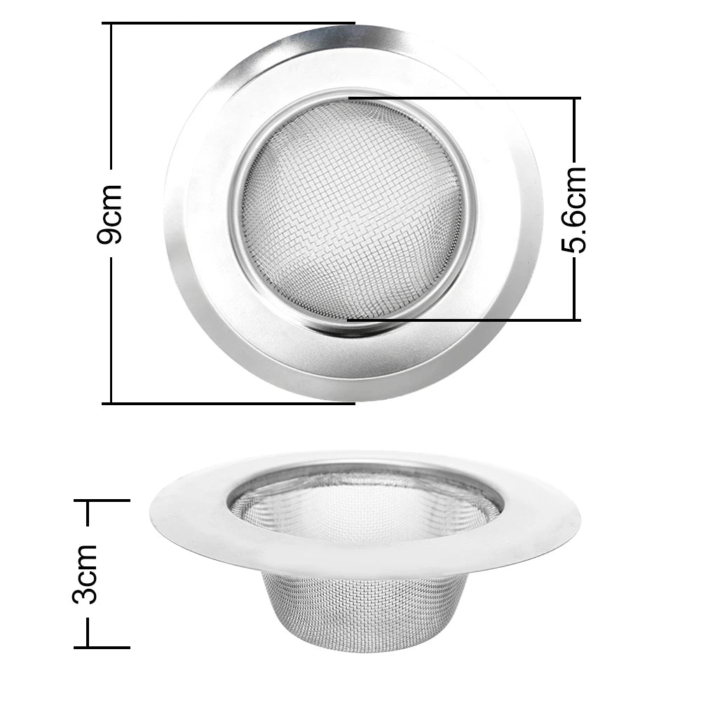 Metal Kitchen Sink Filter Mesh and Floor Drain Net - Food Waste Stopper, Shower and Bathtub Hair Catcher, Deodorizing Drainer and Cleaning Tool