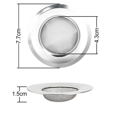 Metal Kitchen Sink Filter Mesh and Floor Drain Net - Food Waste Stopper, Shower and Bathtub Hair Catcher, Deodorizing Drainer and Cleaning Tool