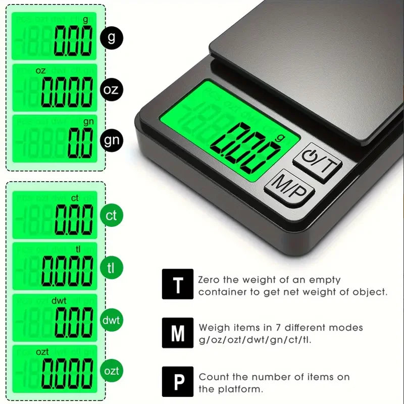 Precision Pocket Scale 1000G X 0.01G - Digital Gram, Food, Jewelry, Ounces/Grains Scale with Backlit LCD - Mini Scale for Travel