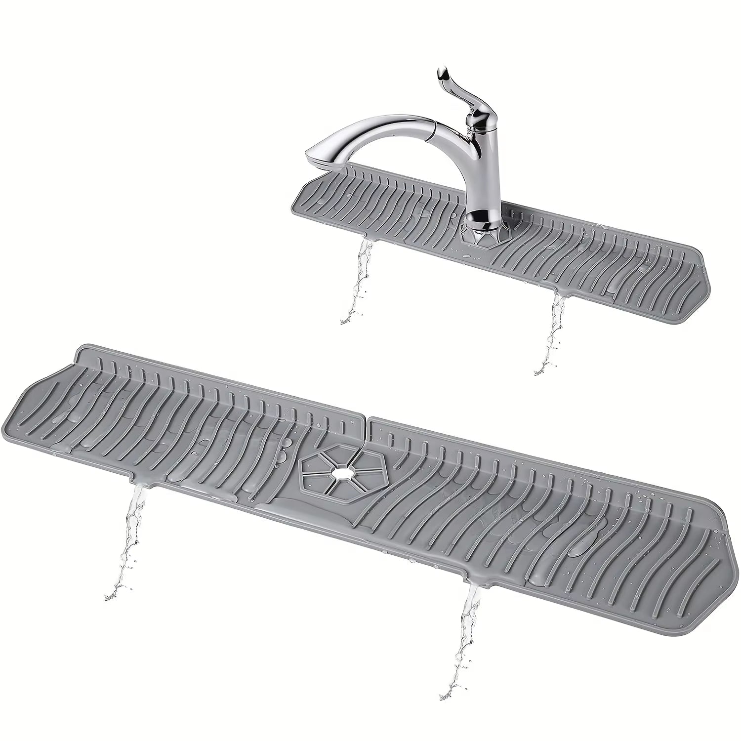 24.01/29.92 Inch Silicone Sink Faucet Mat - Absorbent Splash Guard for Kitchen Countertop Protection