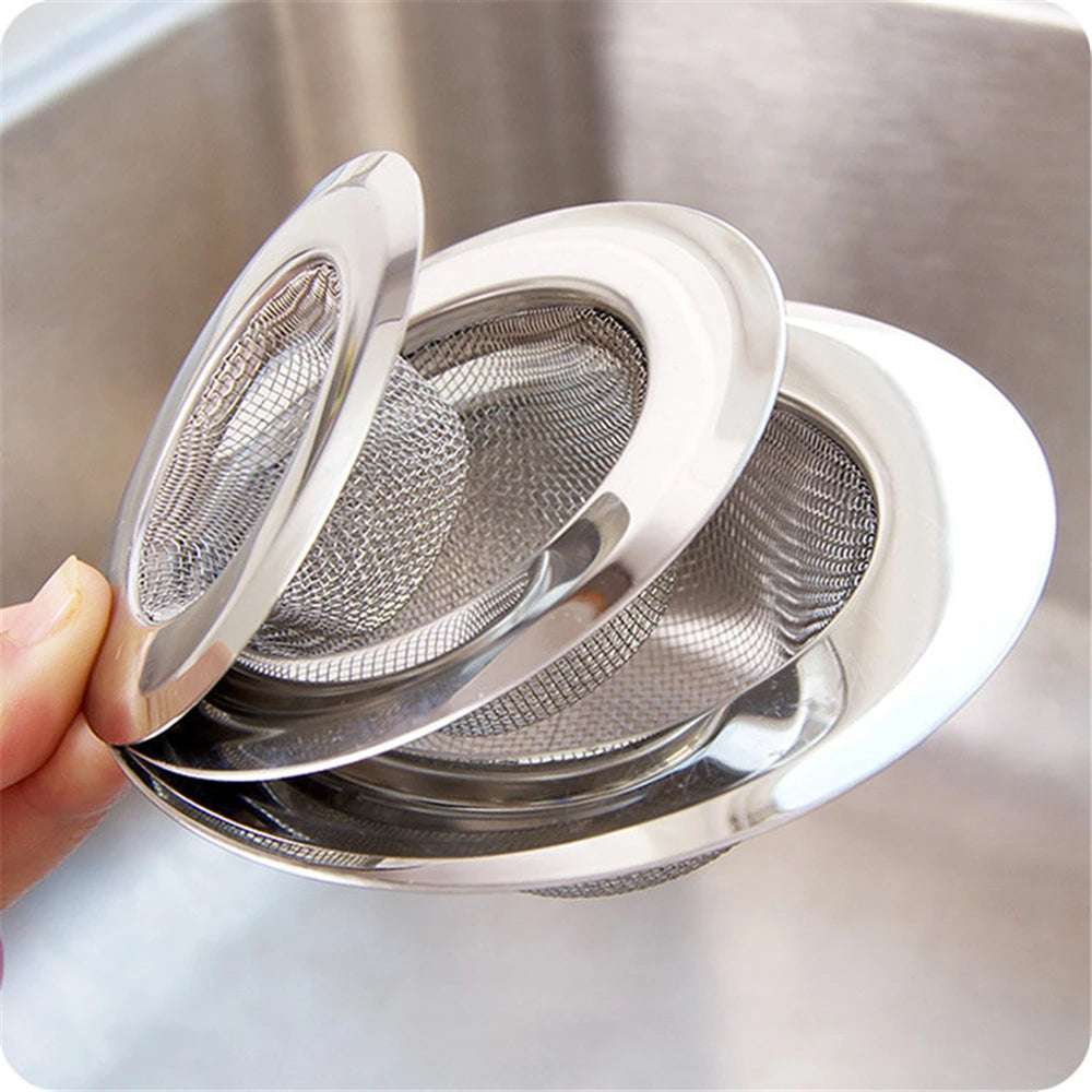 Metal Kitchen Sink Filter Mesh and Floor Drain Net - Food Waste Stopper, Shower and Bathtub Hair Catcher, Deodorizing Drainer and Cleaning Tool