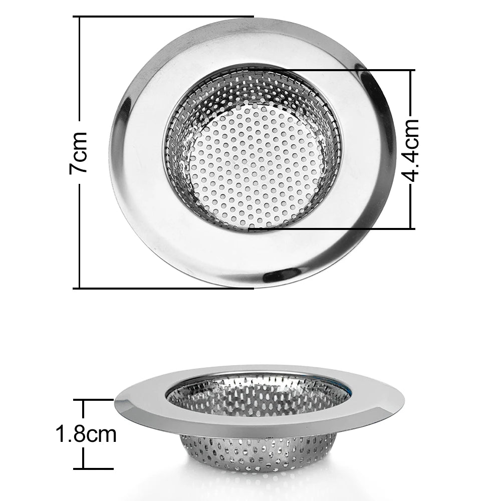 Metal Kitchen Sink Filter Mesh and Floor Drain Net - Food Waste Stopper, Shower and Bathtub Hair Catcher, Deodorizing Drainer and Cleaning Tool