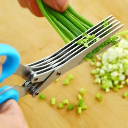 Multi-Functional Stainless Steel Kitchen Scissors for Chopping, Shredding, and Cutting Scallions and Laver