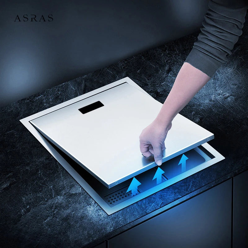 ASRAS Handmade Brushed 304 Stainless Steel Kitchen Sink Cover - 4mm Thickness, Compact Design for Small Sinks