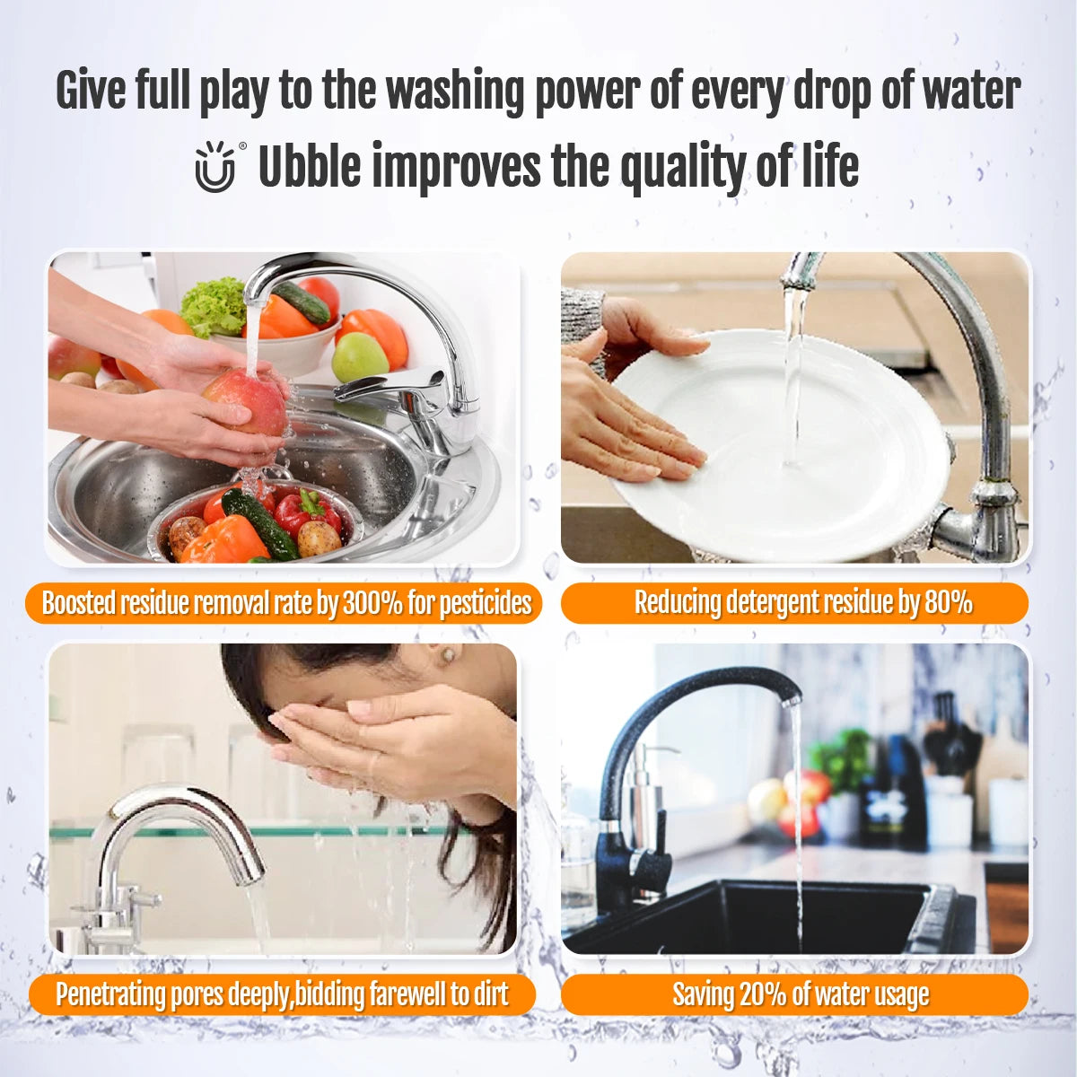 Rotatable Micro Nano Bubble Generator for Kitchen Faucets - 360°/720°/1080° Extension for Enhanced Fruit and Vegetable Washing Efficiency