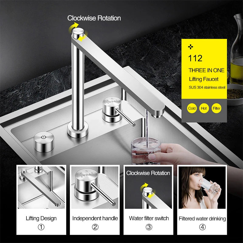 ASRAS Handmade Brushed 304 Stainless Steel Kitchen Sink Cover - 4mm Thickness, Compact Design for Small Sinks