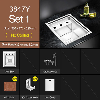 ASRAS Handmade Brushed 304 Stainless Steel Kitchen Sink Cover - 4mm Thickness, Compact Design for Small Sinks