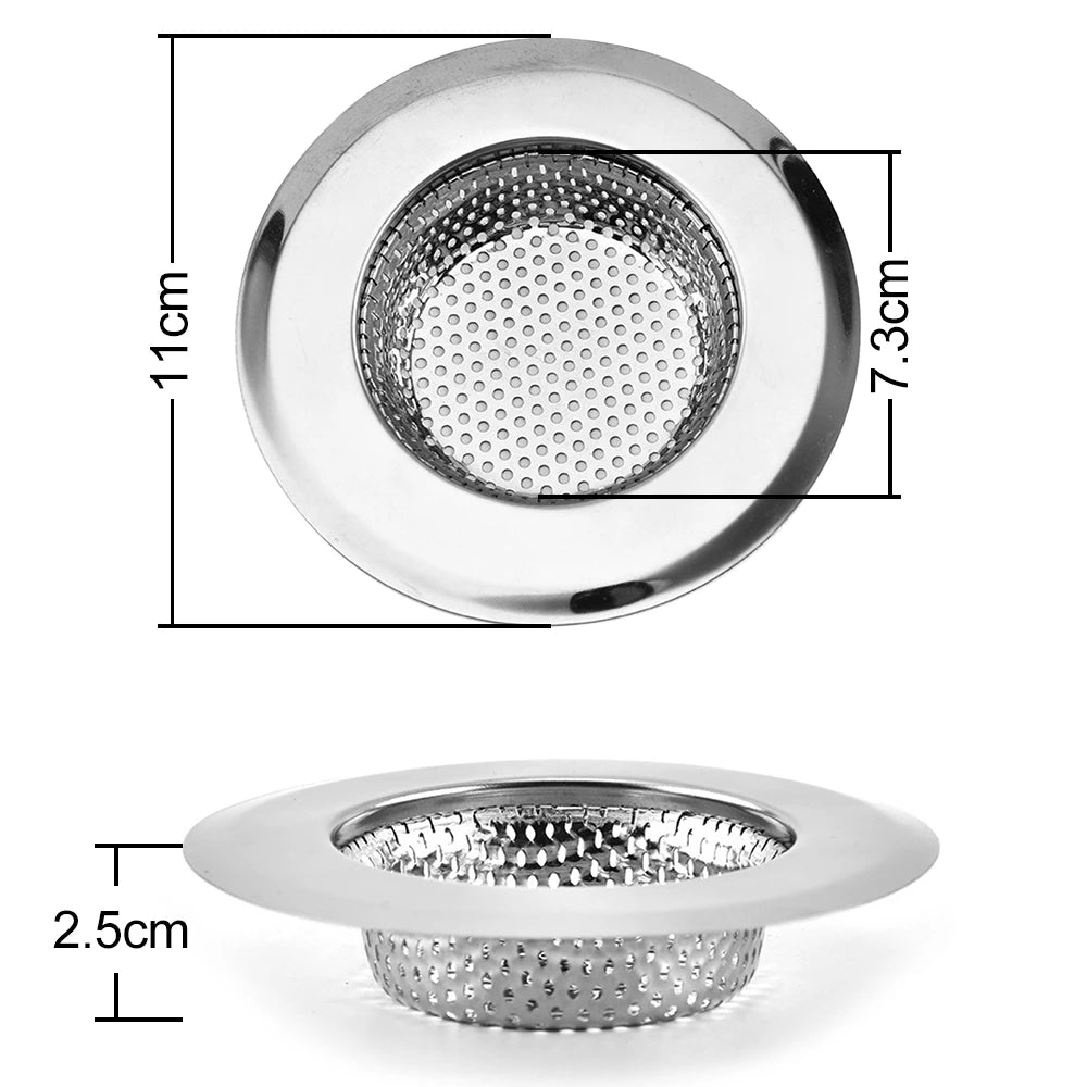 Metal Kitchen Sink Filter Mesh and Floor Drain Net - Food Waste Stopper, Shower and Bathtub Hair Catcher, Deodorizing Drainer and Cleaning Tool
