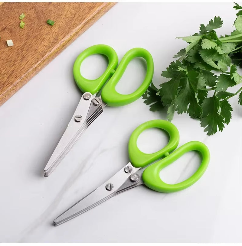 Multi-Functional Stainless Steel Kitchen Scissors for Chopping, Shredding, and Cutting Scallions and Laver
