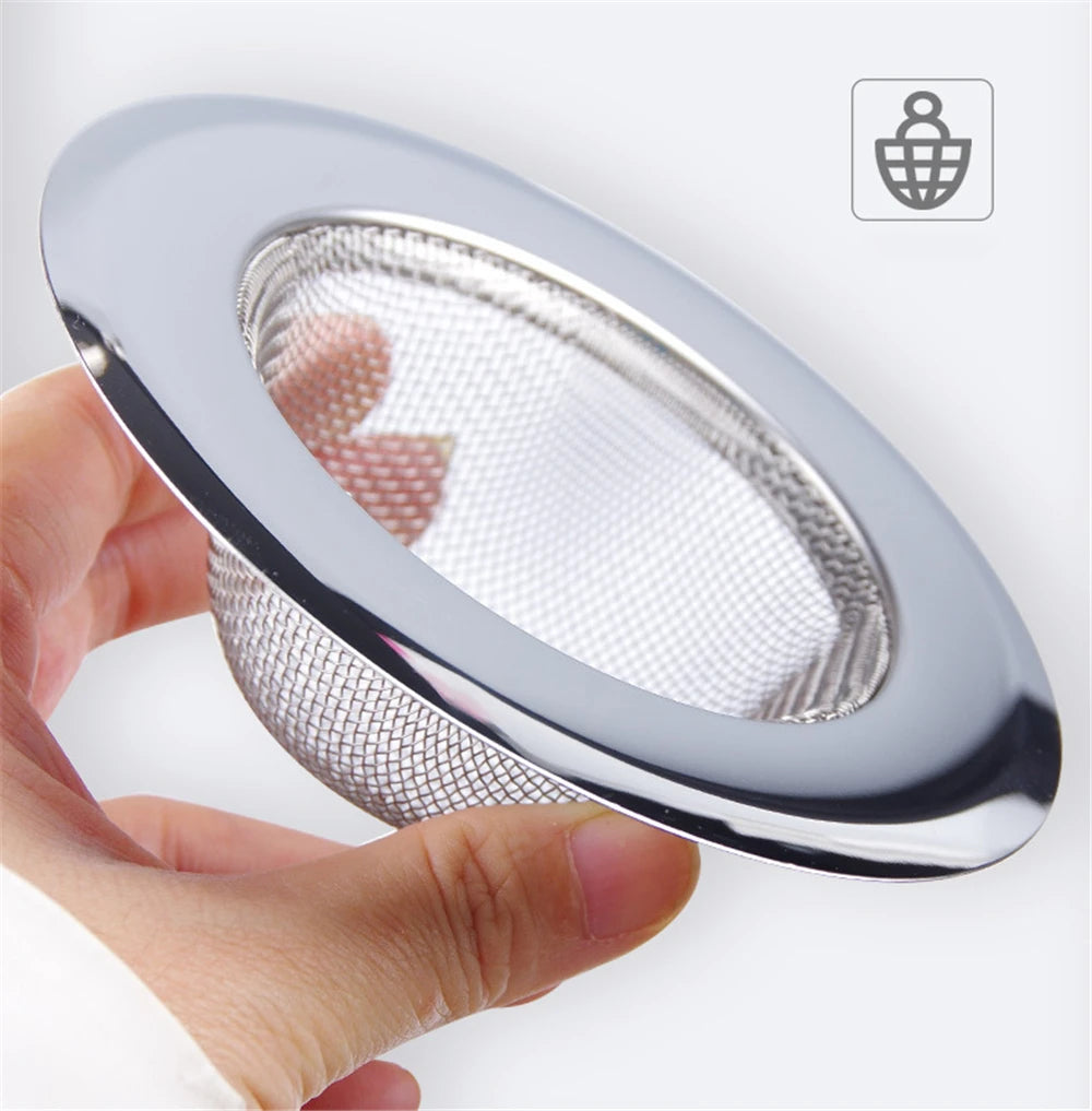 Metal Kitchen Sink Filter Mesh and Floor Drain Net - Food Waste Stopper, Shower and Bathtub Hair Catcher, Deodorizing Drainer and Cleaning Tool